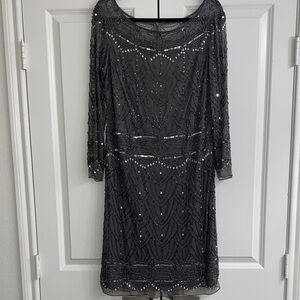 Pisarro Nights Charcoal Sequin Long Sleeve Dress